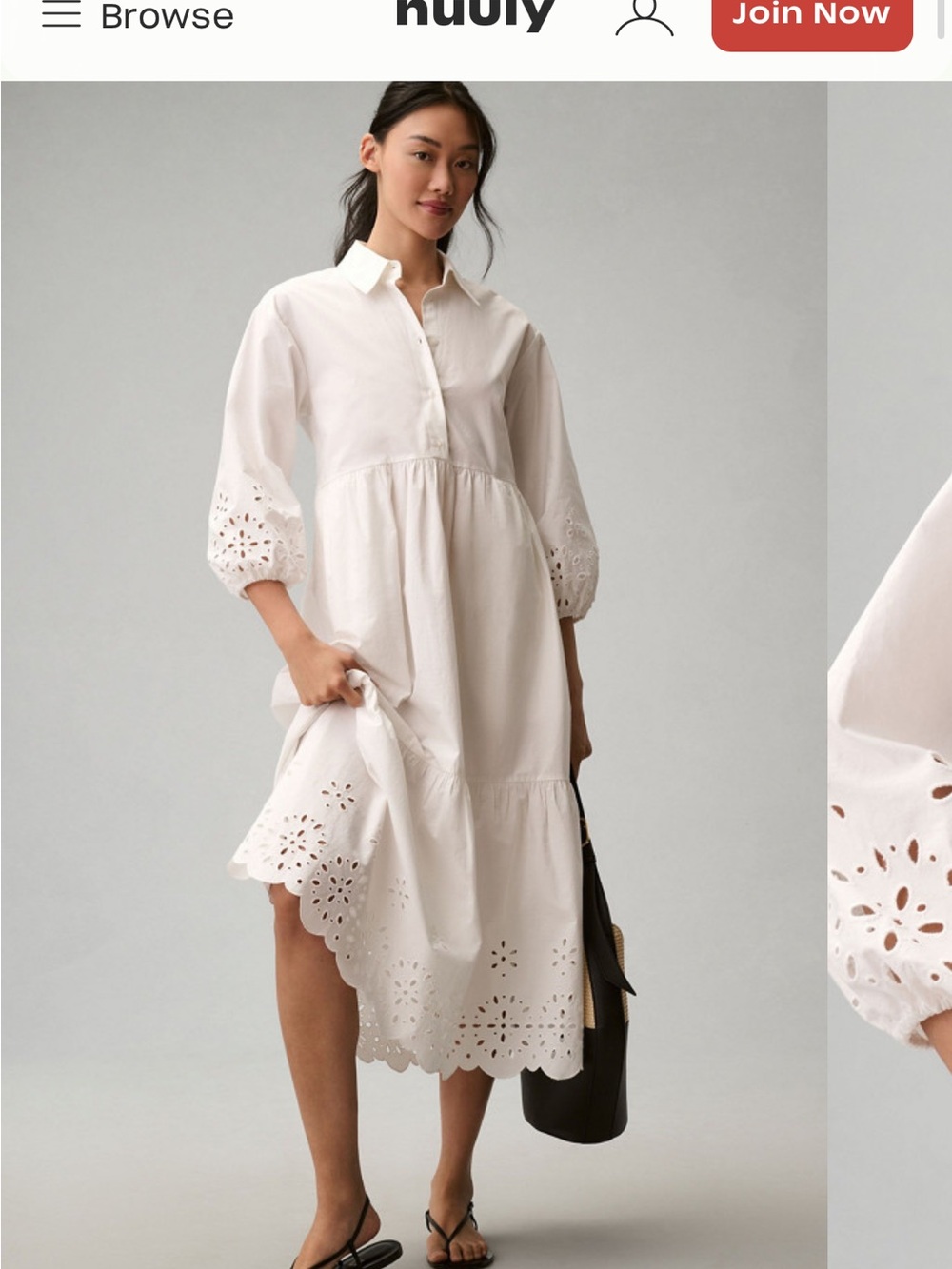 Maeve by Anthropologie The Bettina Tiered Shirt Dress: Eyelet Edition